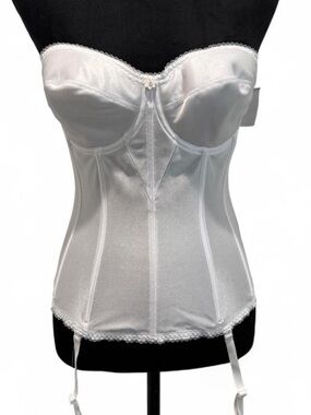 Vintage Dominique White Satin Corset Bustier 34D Bridal Lingerie Deadstock